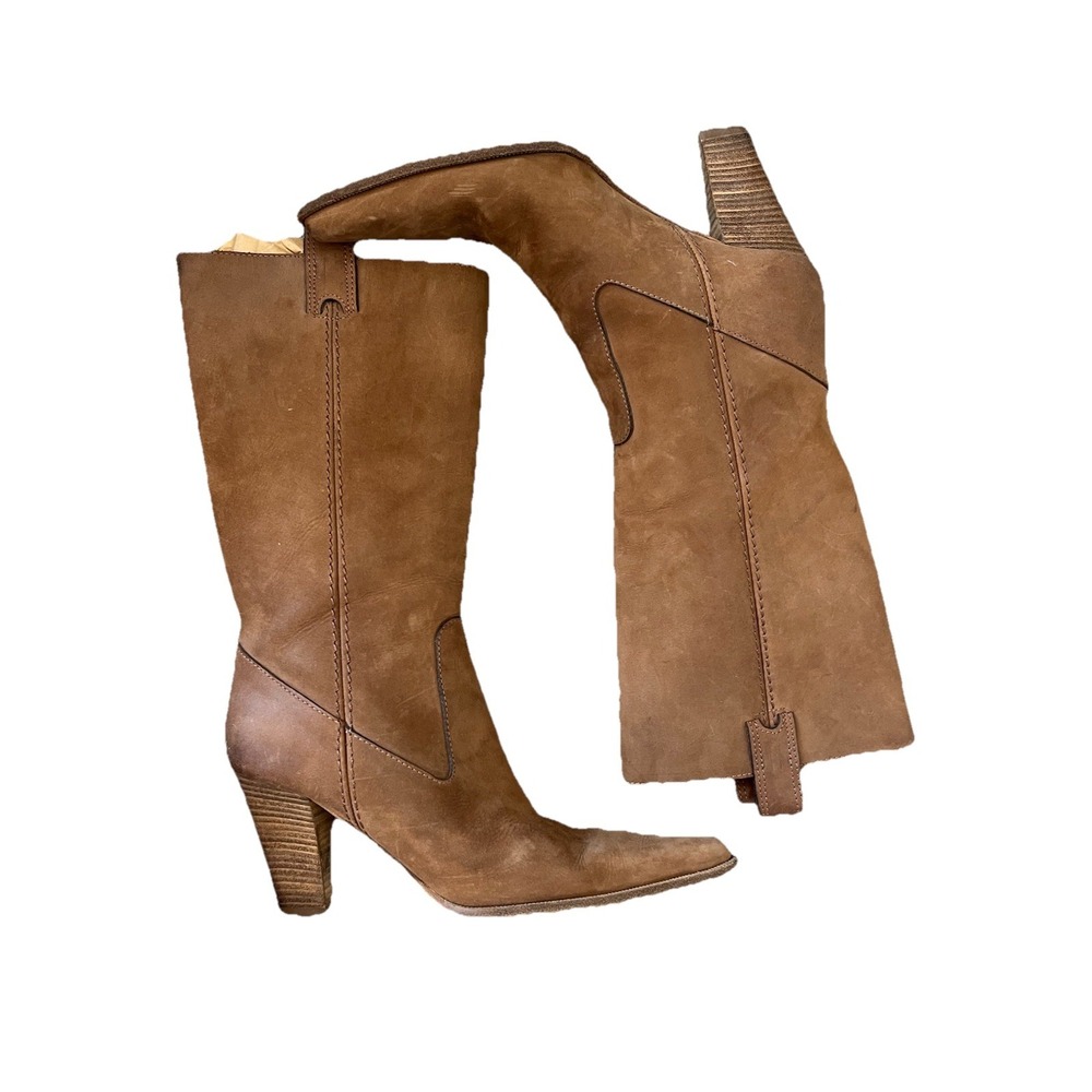 Michael Kors Collection Boots Y2K Vntg Tan Suede Western Boho‎ Size 7.5 Italy - Picture 2 of 11